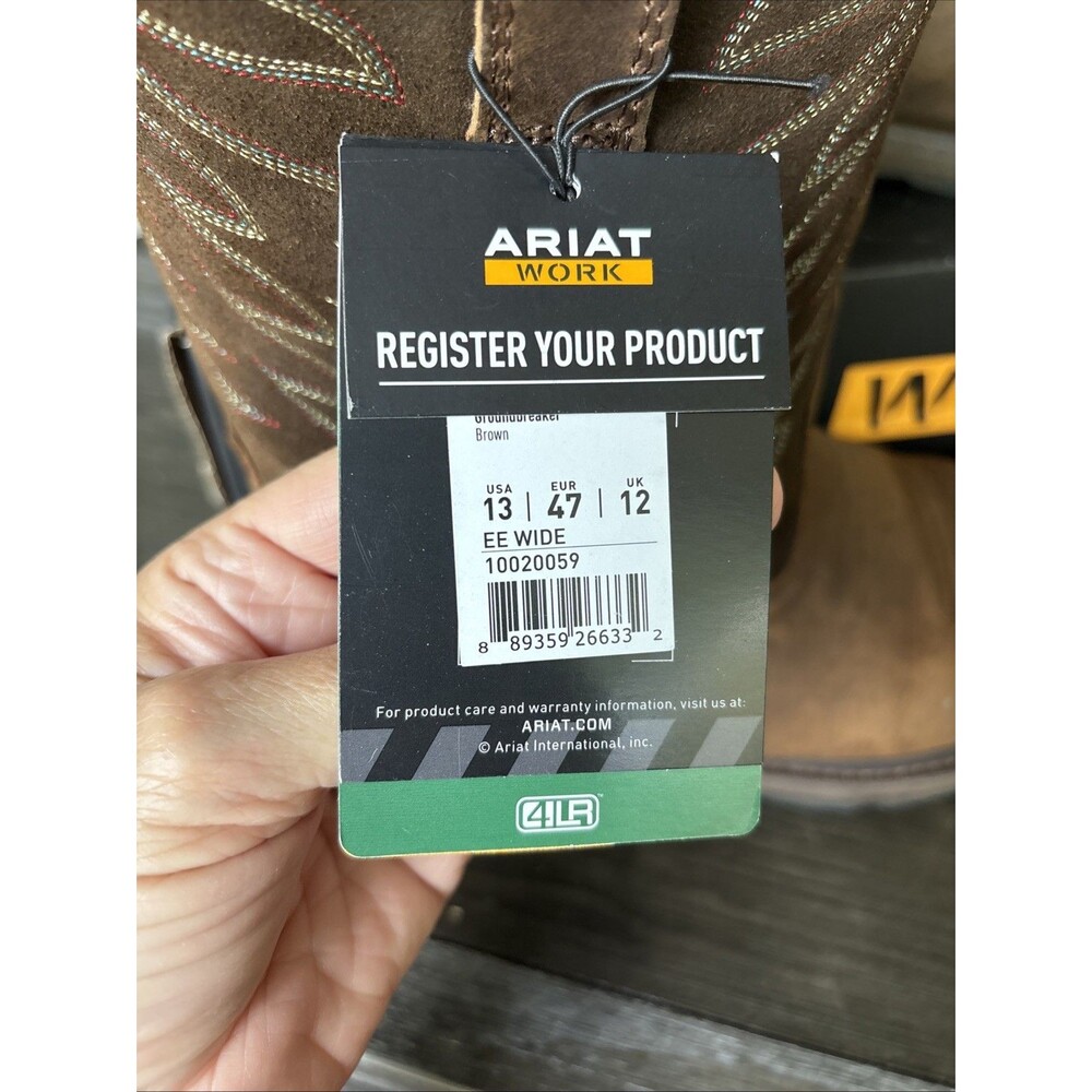 Ariat Boots Groundbreaker EE 13 Brown Square Soft Toe Electrical Hazard - Picture 13 of 15